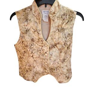 Hobby Horse Western Show Vest Womens XS Gold Floral 4 Button Horsemanship Riding